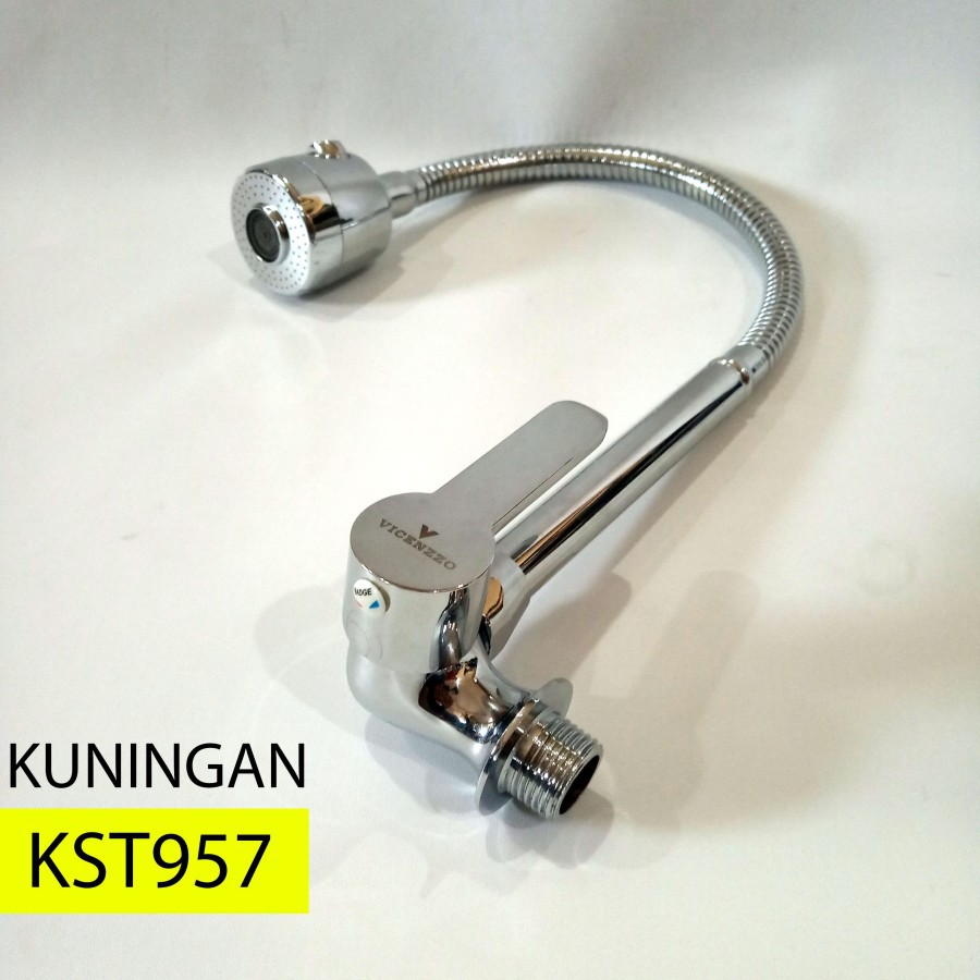 Kran Sink Tembok 1/2&quot; Kuningan Kran Cuci Piring Flexible KST 957