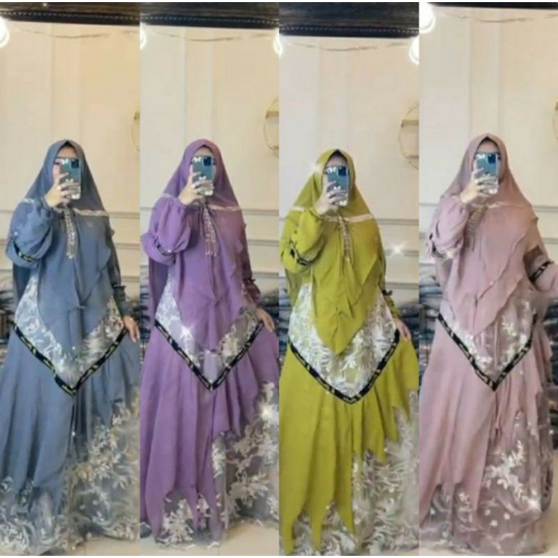 Elnaka 184_Gamis syari ceruty brukat premium by elnaka ori