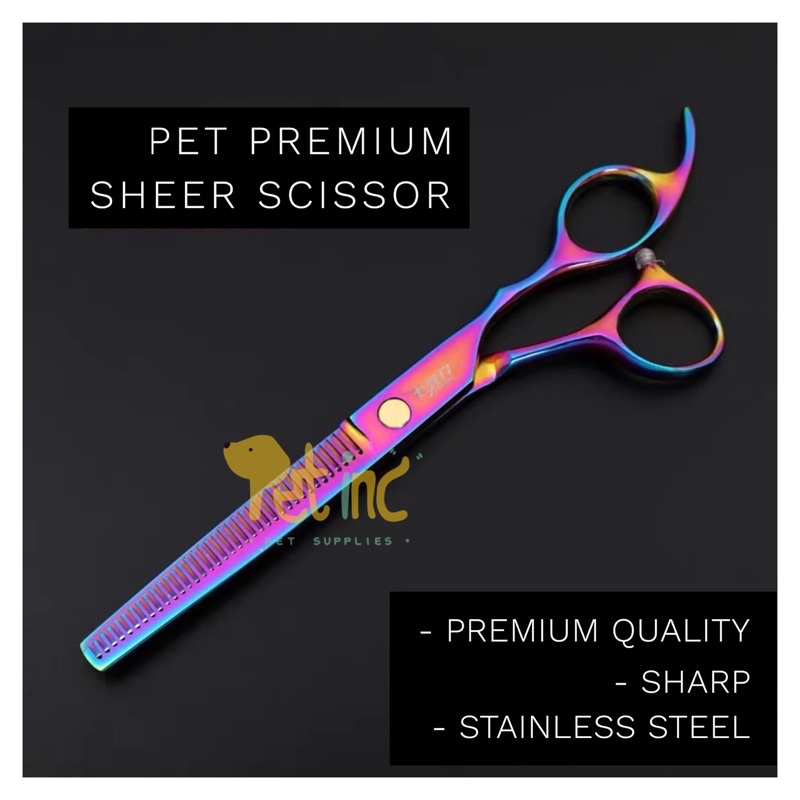 Premium grooming pet sheer(gerigi) scissor gunting penipis bulu 6,5&quot;