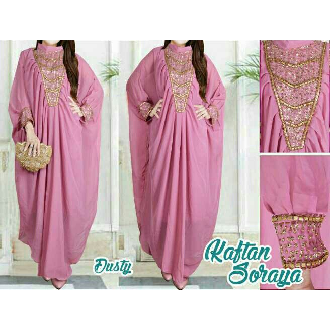 Arnis Soraya Kaftan Jumbo full Payet Gold Mewah