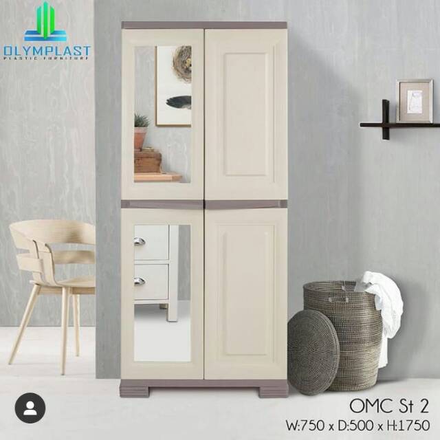 Olymplast Lemari Plastik 2 pintu Cermin OMC ST2