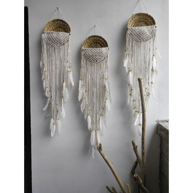pot bunga macrame dinding