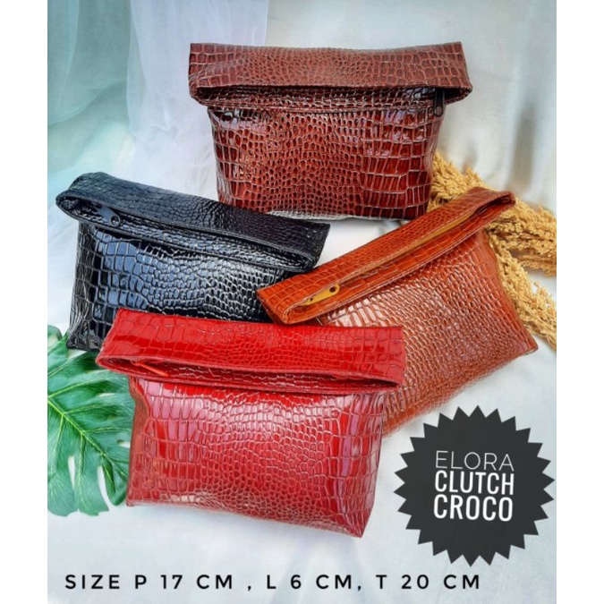 Clutch Elora Pouch Serbaguna/Dompet Croco Pesta