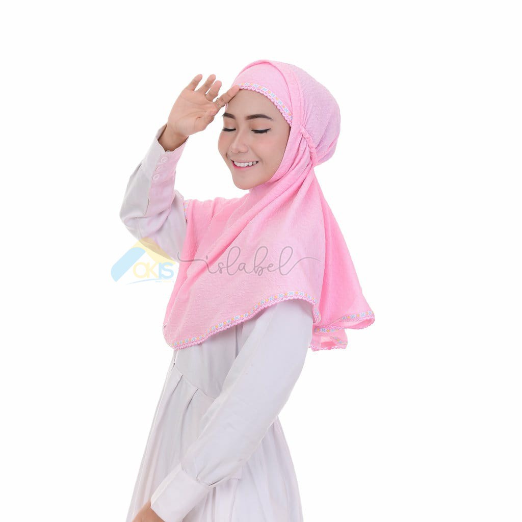 BERGO BAHIMA PINK -  Babat Alhikmah / Kerudung Alhikmah renda / Jilbab Babat Alhikmah