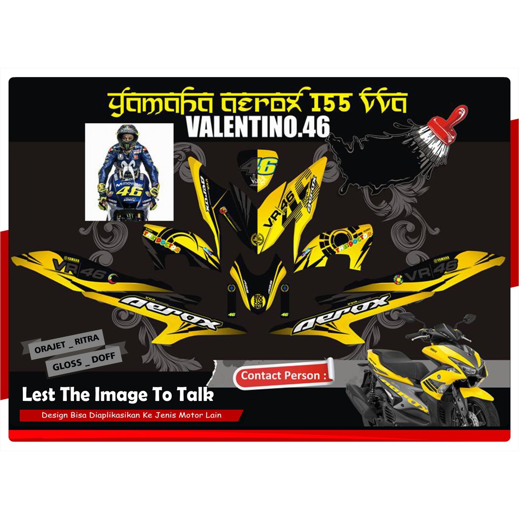 STICKER STRIPING AEROX 155 rosi kuning Full Body