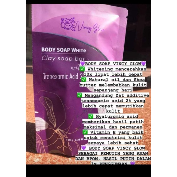 SOAP BAR VINCY GLOW/ SABUN VINCY GLOW