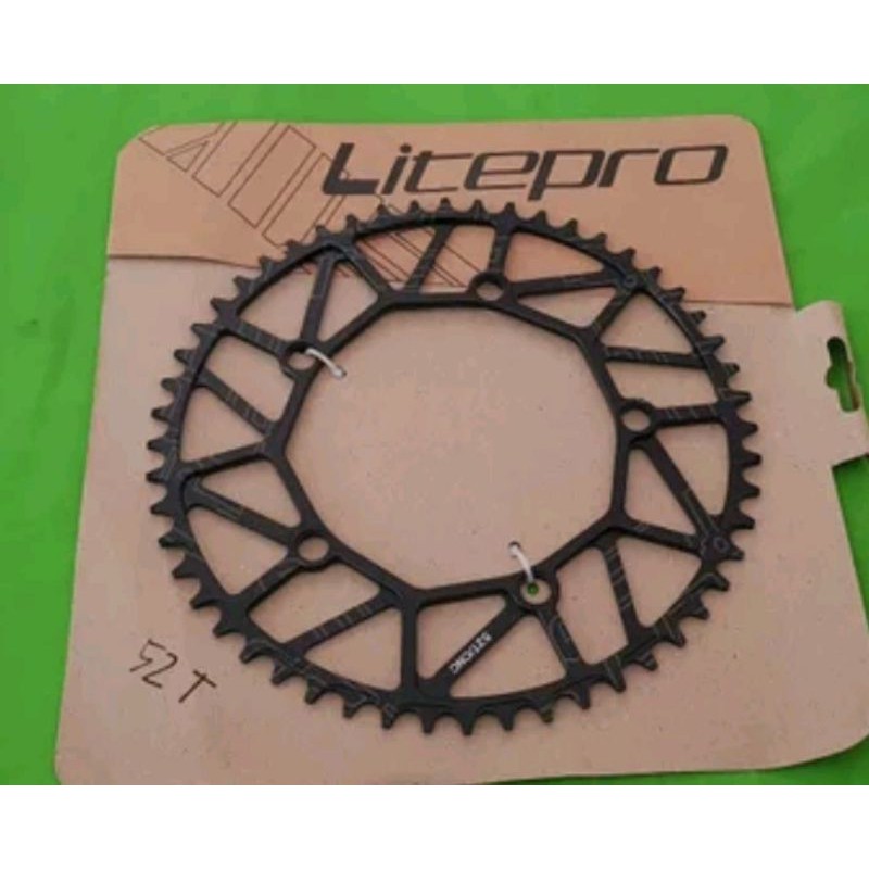 Litepro Chainring 52T CNC BCD 130 MM Chain ring lite pro narrow wide bahan alloy 52 T Sepeda Lipat Arm Seli Fixie