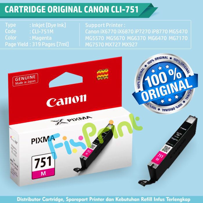 Cartridge Original Canon CLI-751 CLI751 751 751M CLI-751M Magenta