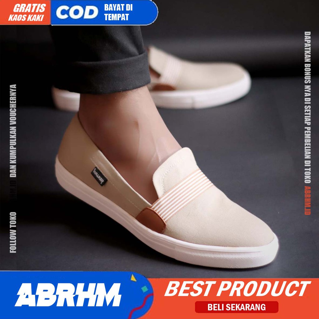 ABRHM x KANTE Sepatu Slip On Pria Sepatu Pria Casual Cowo/Cowok Sepatu Kasual Santai Gaya keren Kekinian Anti Slip Original