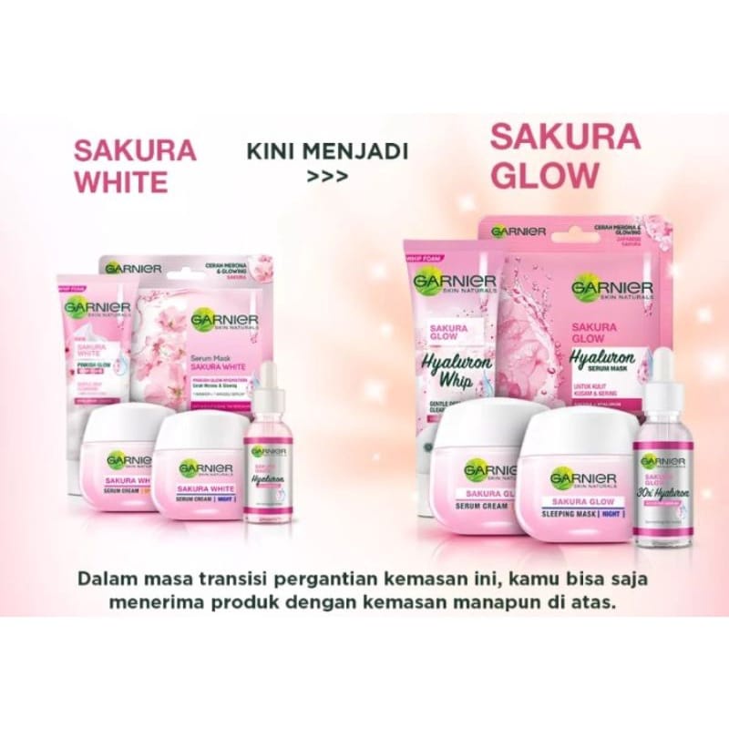 GARNIER Sakura White Sakura Glow Whitening Serum Cream Day-Night Cream Skin Care 50(VC)