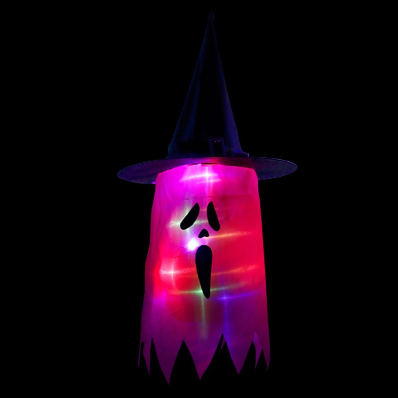 Topi Penyihir Dengan Lampu Glowing Untuk Dekorasi Halloween