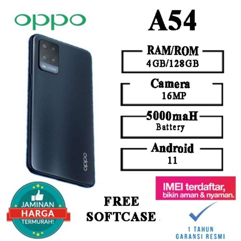 OPPO A54 RAM 6/ 128GB GARANSI RESMI .BANYAK BONUSS