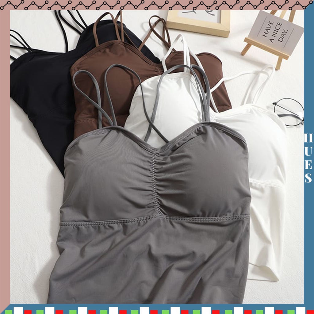 HUES.ID Tanktop Bra Fashion Moitf Tali silang import Gaya Korea 1092