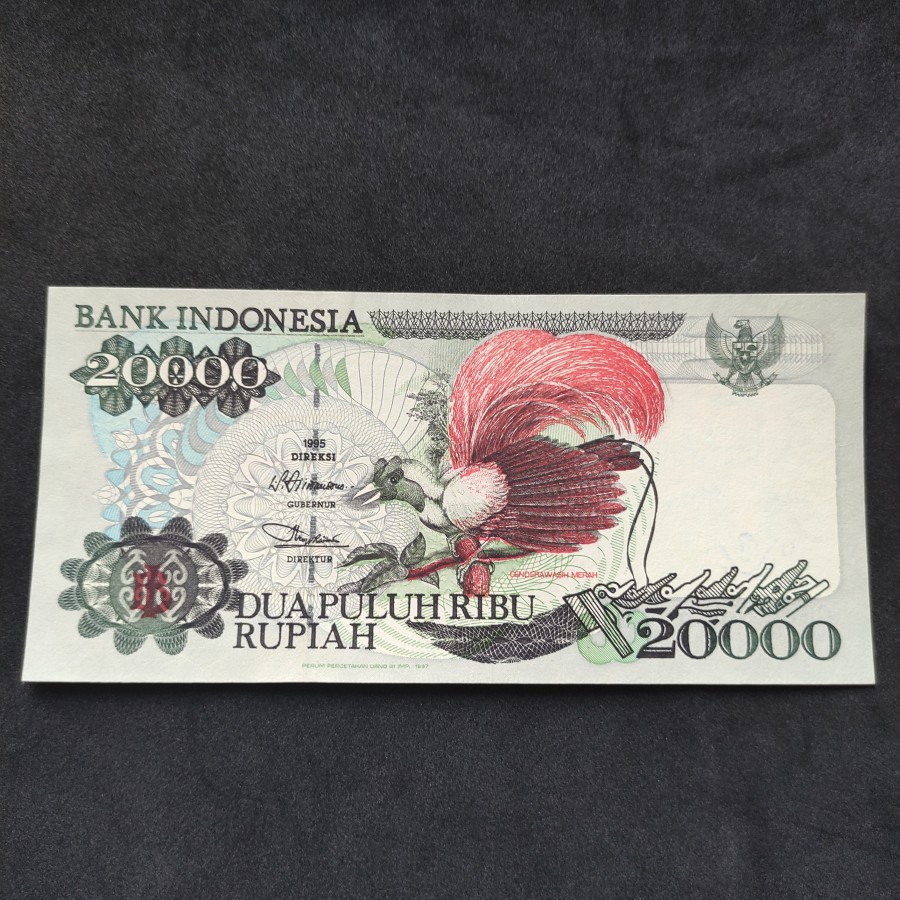 Uang Kuno 20000 Rupiah Cendrawasih 1995 UNC