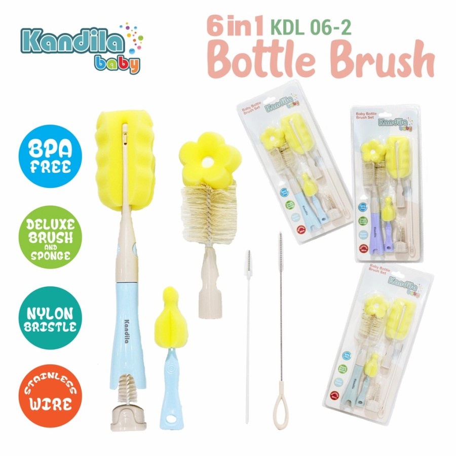 Makassar ! Bottle Brush Sikat Botol 6 in 1 Kandila KDL 06-2