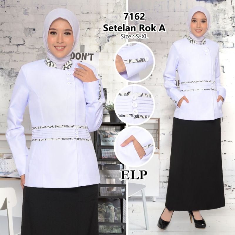 Seragam Dinas Wanita Putih Hitam Set Rok Blazer Kerja Kantor Putih Hitam Jas Baju Dinas Putih PNS GU