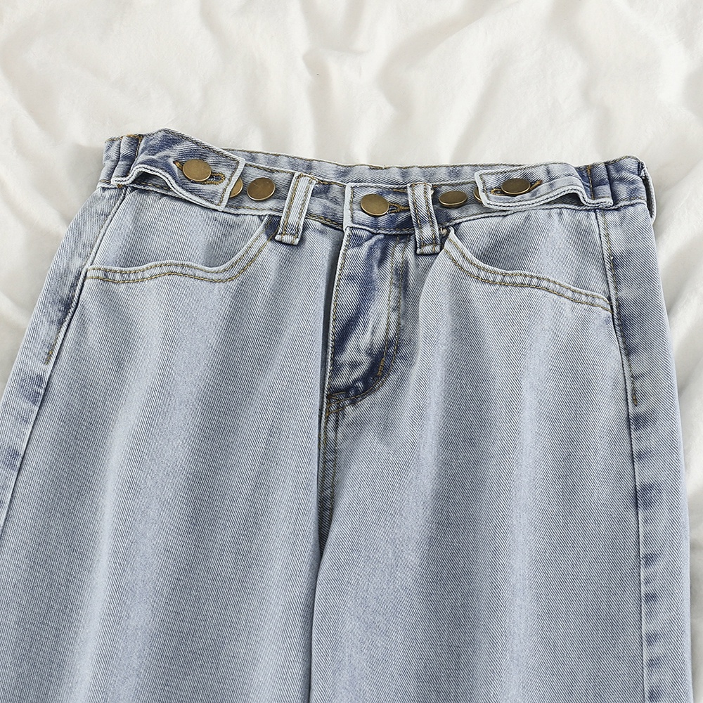 Jeans High Waist Straight Loose Korean Style Dengan Warna Biru~muda Celana Wanita( Rawis)