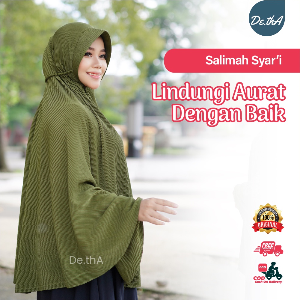 Hijab Kerudung Geblus Salimah Plisket Tali Kepang Syari Pet Antem Bahan Jersey Korea Super Tebal By 