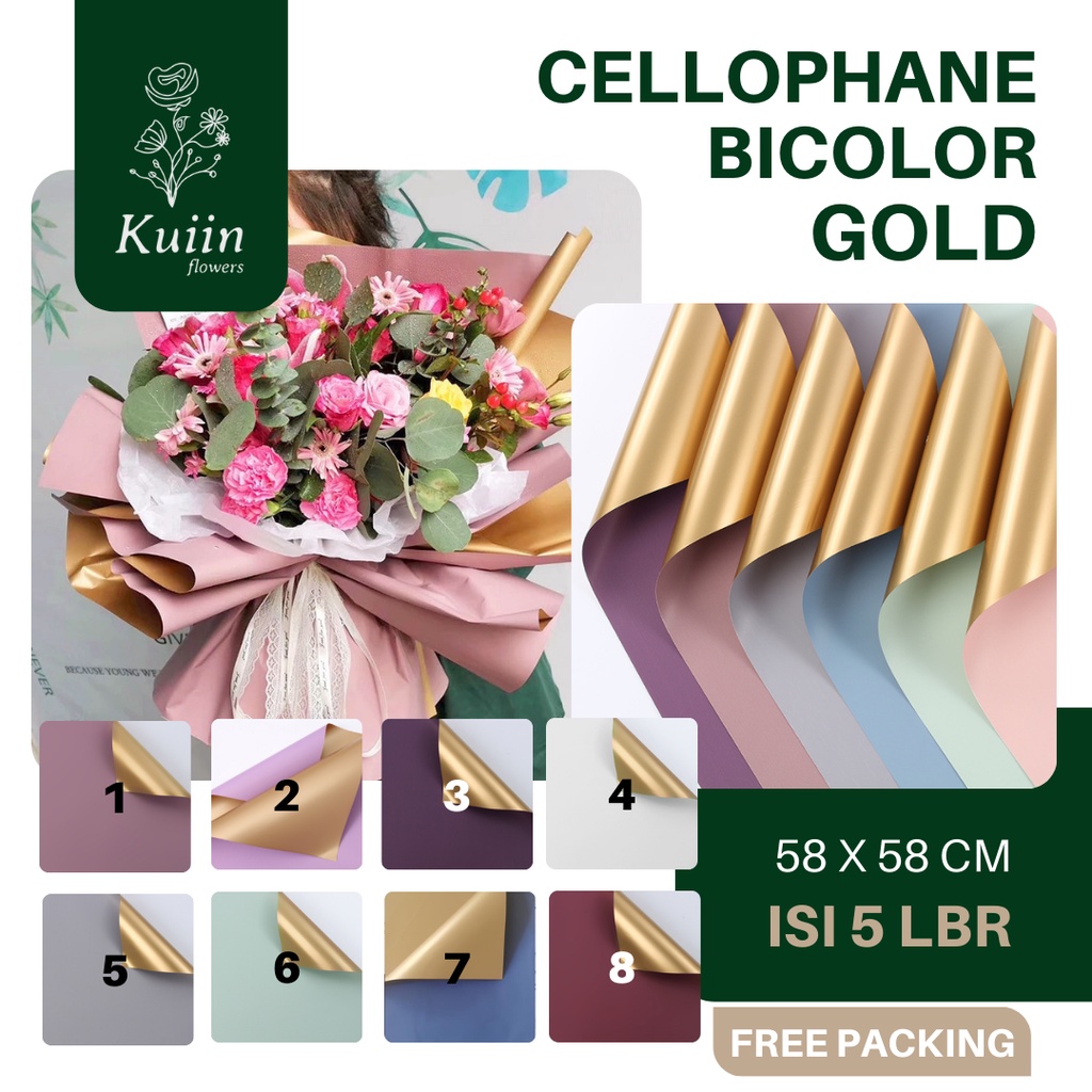 

CELLOPHANE BICOLOR GOLD [5 LEMBAR] | Flower Wrapping Paper | Kertas Bungkus Bunga | Kertas Buket Bouquet | Korean Florist