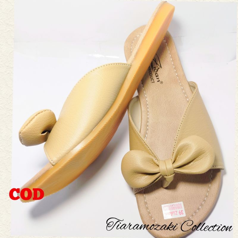 Sandal Papirut Sandal Wanita Papirut Sandal Jepit Teplek Sol Karet-Japit pita cream