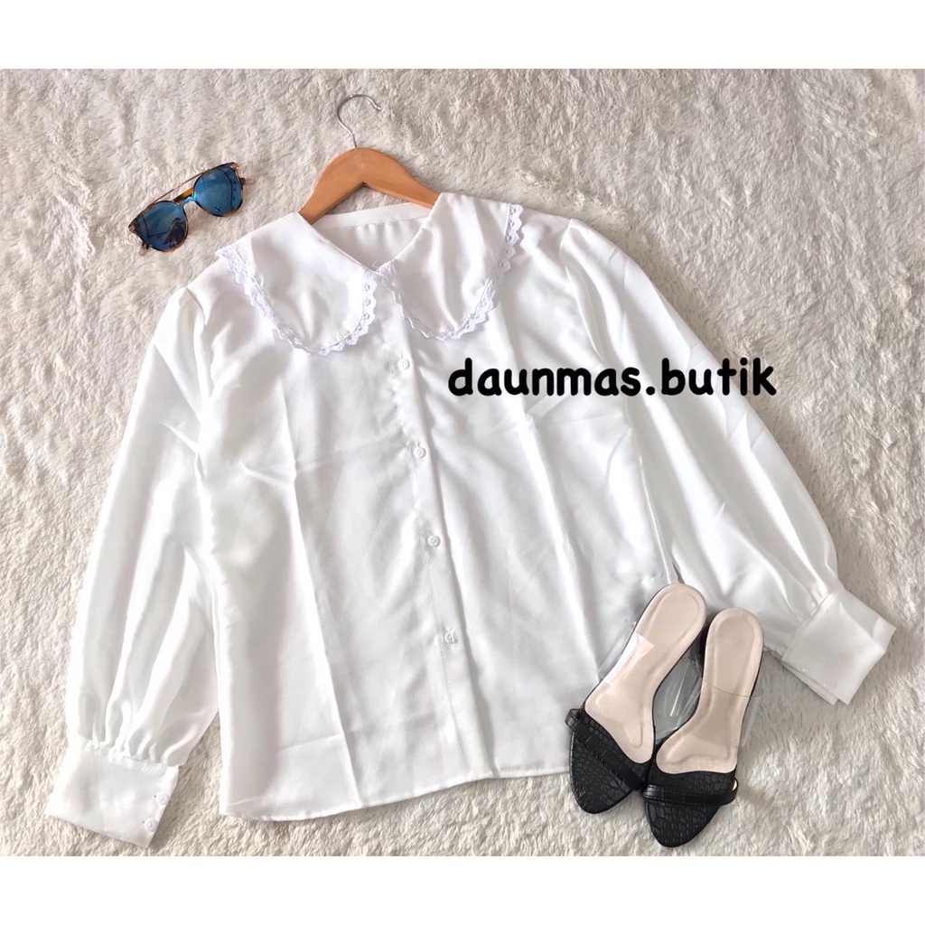 1KG MUAT 6PCS | OWLY BLOUSE KOREA KANCING BUSUI FASHION WANITA MUSLIMAH-KELLYA WHITE
