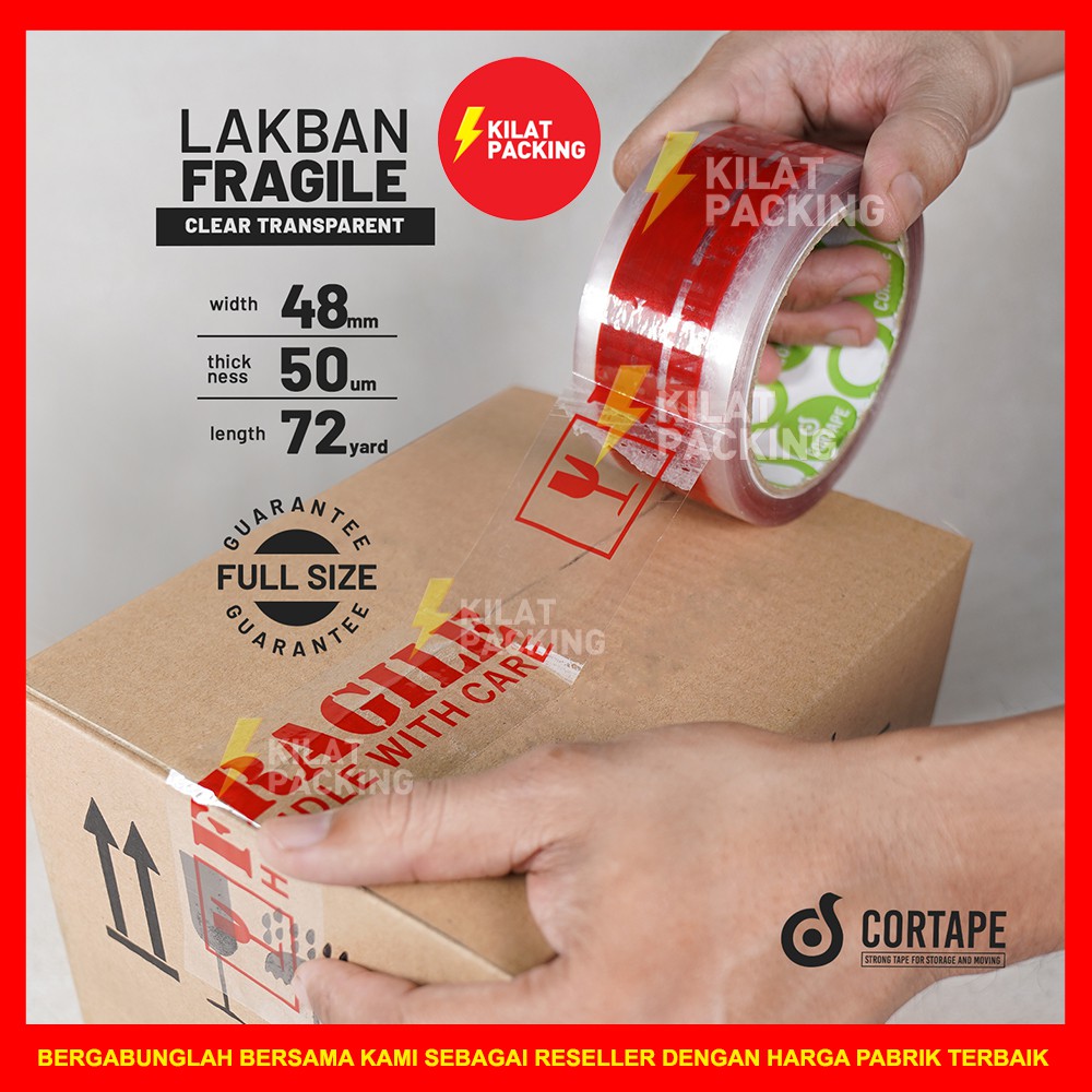Lakban Fragile Handle With Care / Isolasi Mudah Pecah Belah ANEKA VARIAN TERMURAH SATUAN