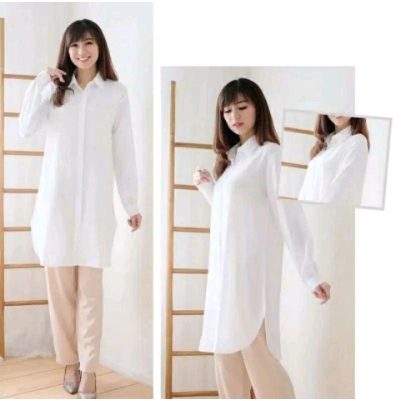 Atasan putih hitam Tunik baju muslim Tunik polos kasibo