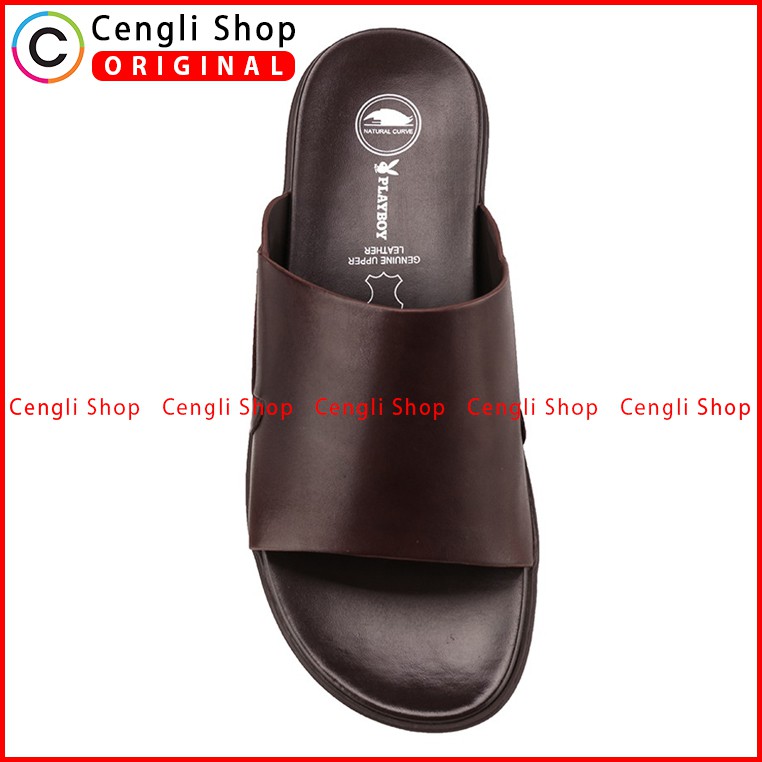 PLAYBOY SANDAL KULIT CASUAL PRIA ORIGINAL TERBARU BRANDED COKLAT PLD6