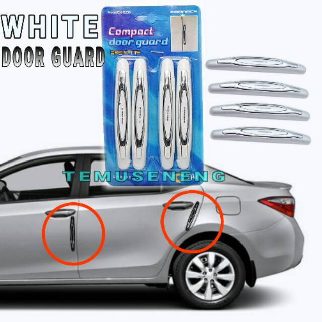 Isi 4 Putih White Set Car Door Guard Compact Karet Pelindung Pintu Mobil Pengaman Universal Semua Mobil