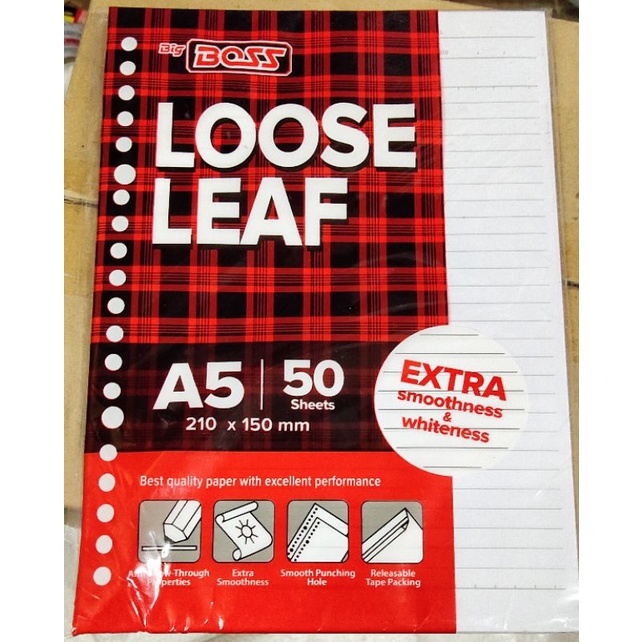 

Kertas Loose Leaf / kertas binder A5 50 lembar (1 pack)