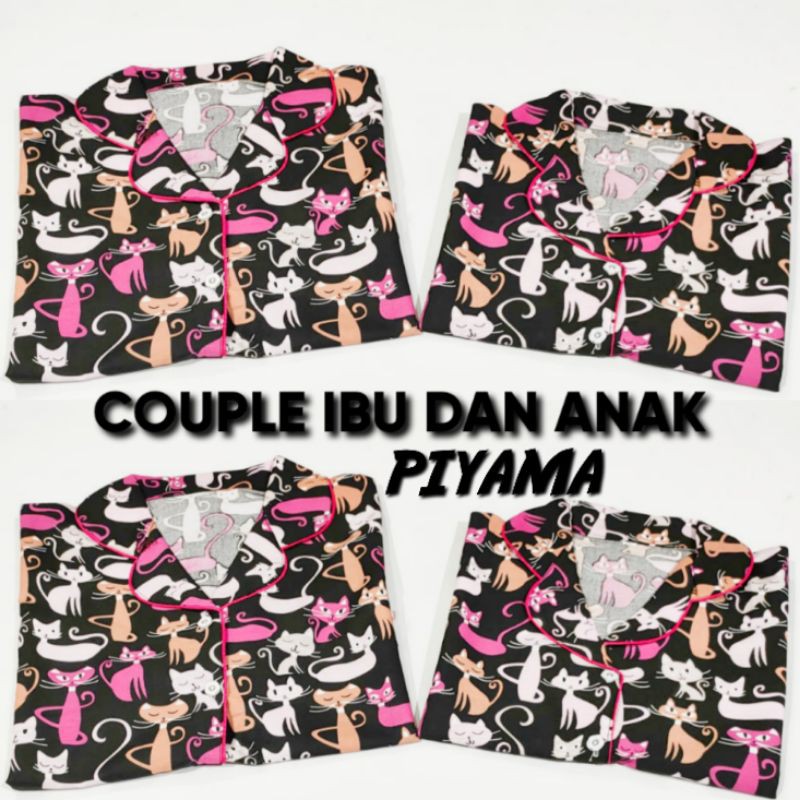 bisa couple ibu dan anak motif black cat