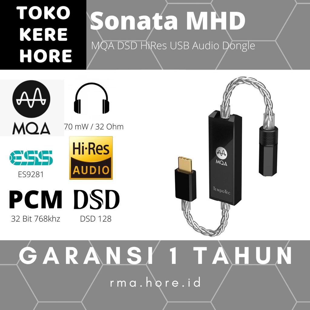 Tempotec Sonata MHD MQA DSD Hiby HiRes USB Audio Dongle