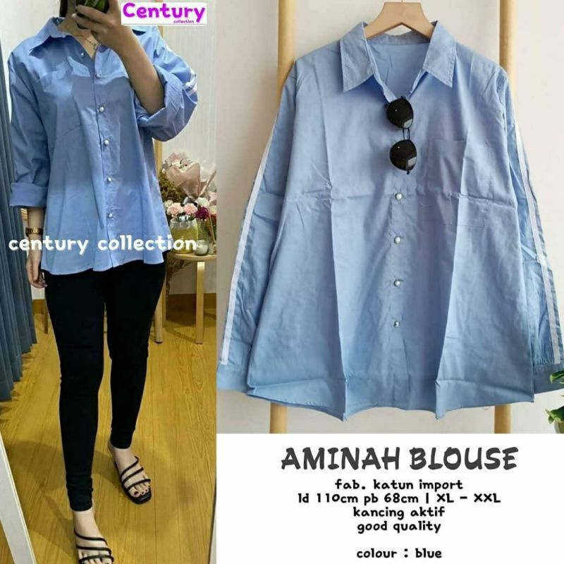 Aminah Blouse, BLOUSE WANITA CANTIK FIT XXL LD 110 BAHAN KATUN IMPORT TERMURAH KEKINIAN OOTD MODIS