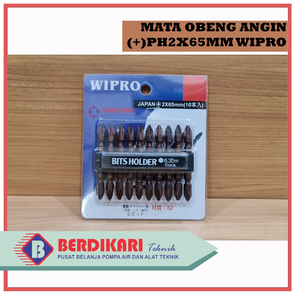 WIPRO 1 Pcs Mata Obeng Plus PH 2 Mata Bor Obeng Angin Magnet PH2 65MM
