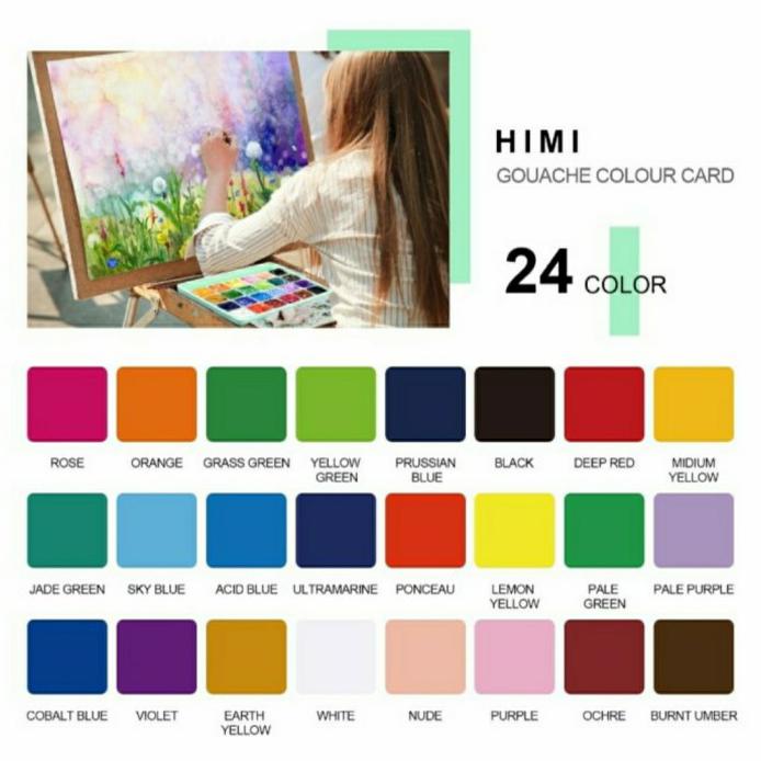 

MIYA HIMI GOUACHE 24 COLORS BONUS PALLETE TANPA BRUSH - PINK