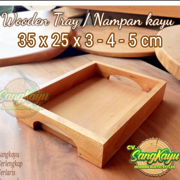 Nampan kayu 35x25 cm Nampan wooden tray kotak kayu serbaguna baki tray