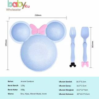 Piring mickey minie set sendok garpu jerami | Shopee Indonesia