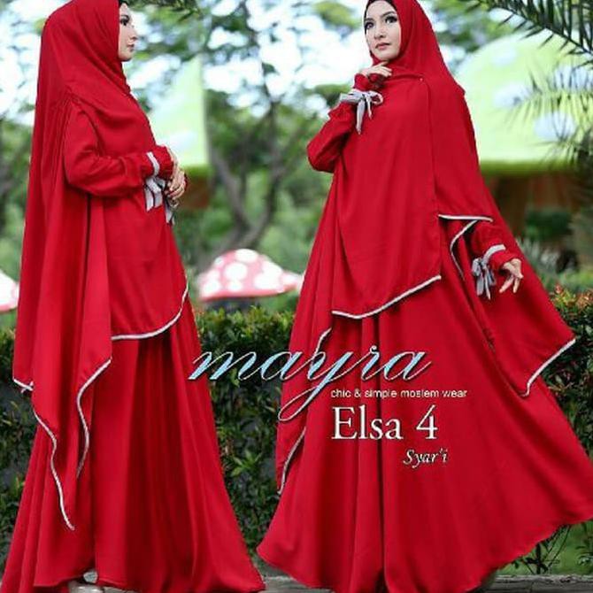 Gamis Polos Jersey Hopylovy / Gamis Polos Jersey Syari Set Elsa Mayra - Hitam PROMO