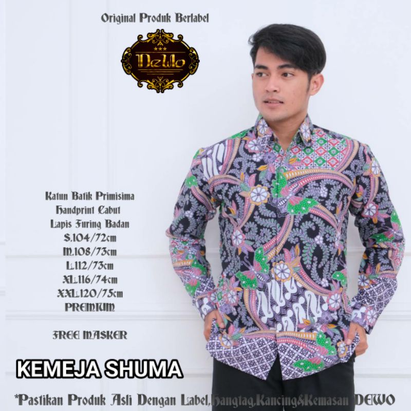 KEMEJA BATIK SOLO SHUMA UNGU PINK BATIK PRIA SIZE M L XL XXL