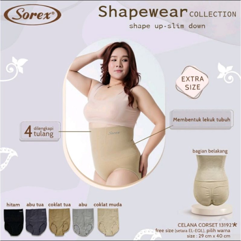 Sorex Celana Korset Extra Size Pelangsing Perut 13192, 13187, 13188 Celana Korset Shapewear Jumbo Pasca Melahirkan