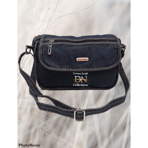 Tas slempang wanita bahan jeans denim tebal halus kuat jahitan rapi