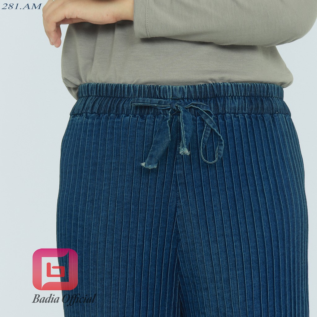 celana kulot jeans plisket rawis rumbai washed osh tebal lipitan awet lebar jumbo wanita premium