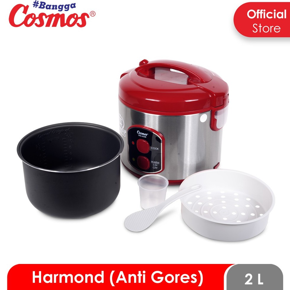 Cosmos CRJ6368 Rice Cooker Harmond / Magic Com 2 Liter 3 in 1 Bonus Gelas Ukur dan Sendok Nasi