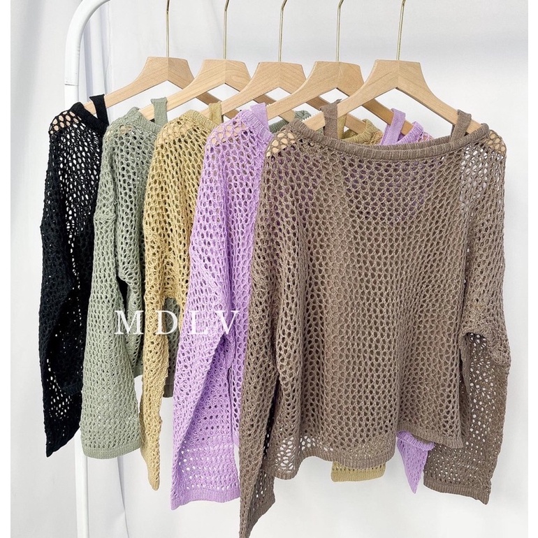 MDLV ~ TOP VERMORRA RAJUT ATASAN RAJUT (2IN1) ATASAN RAJUT JARING BLOUSE CEWEK FASHION WANITA