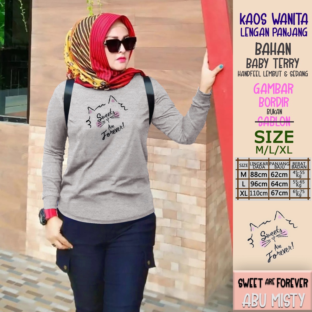 CENOA Kaos Wanita Lengan Panjang  / Kaos Sweatshirt / Atasan Wanita / Atasan Wanita Lengan Panjang-6