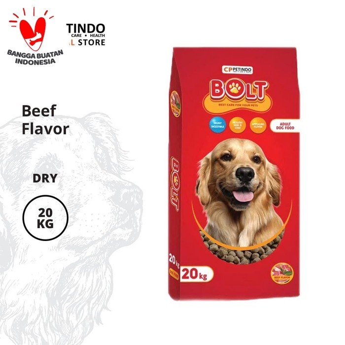 Bolt Dog Beef Bulat 20 kg Makanan Anjing Dewasa Adult Dry Food 20kg