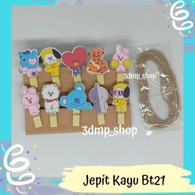 Jepit Kayu Wooden Klip BTS BT21 KPOP karakter