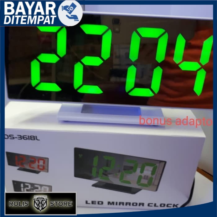 BISA COD MURAH Jam Digital Meja Led Mirror Clock . - Merah