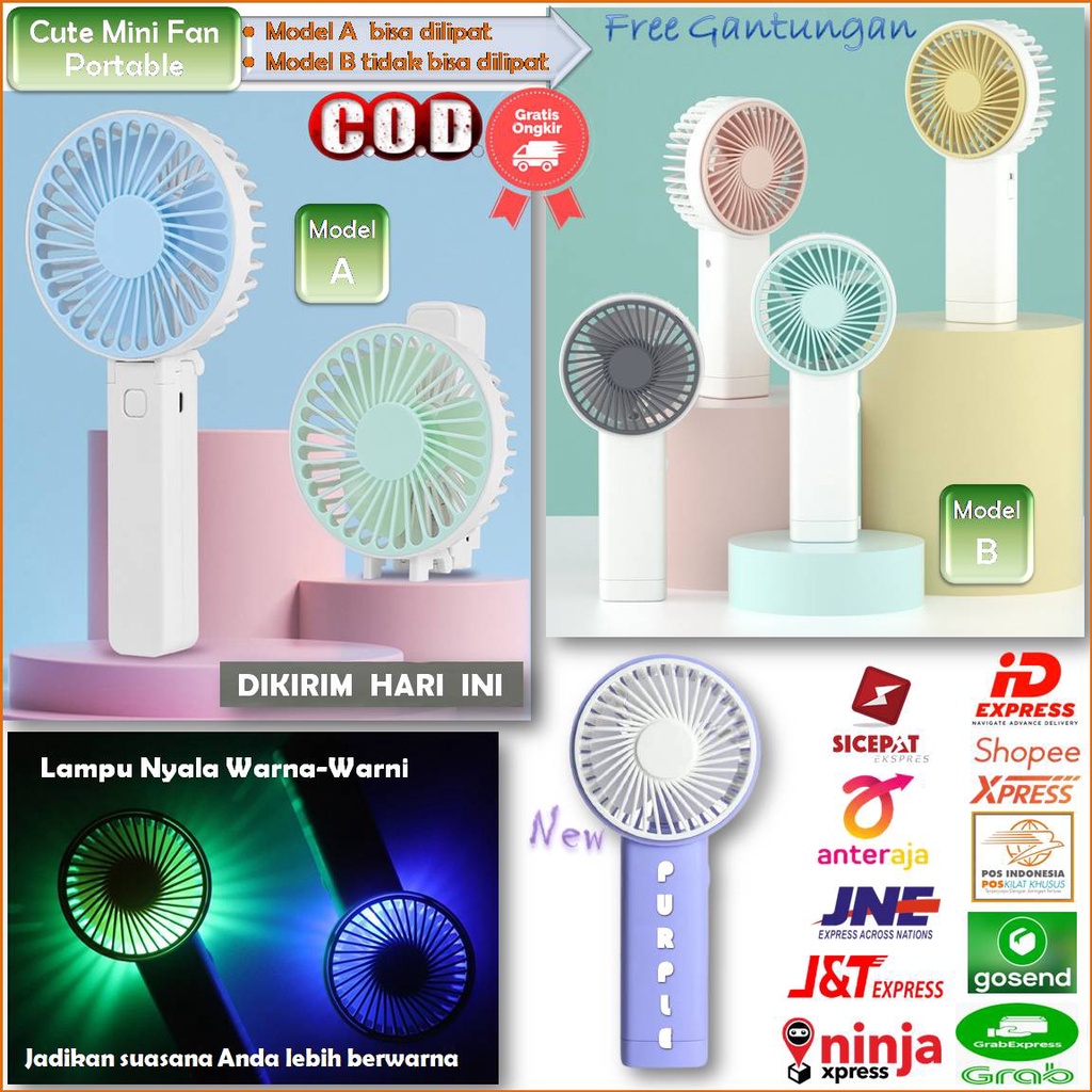 MURAH KIPAS ANGIN MINI GENGGAM LIPAT 3 SPEED FREE GANTUNGAN - MINI FAN CUTE PORTABLE - STANDING MINI