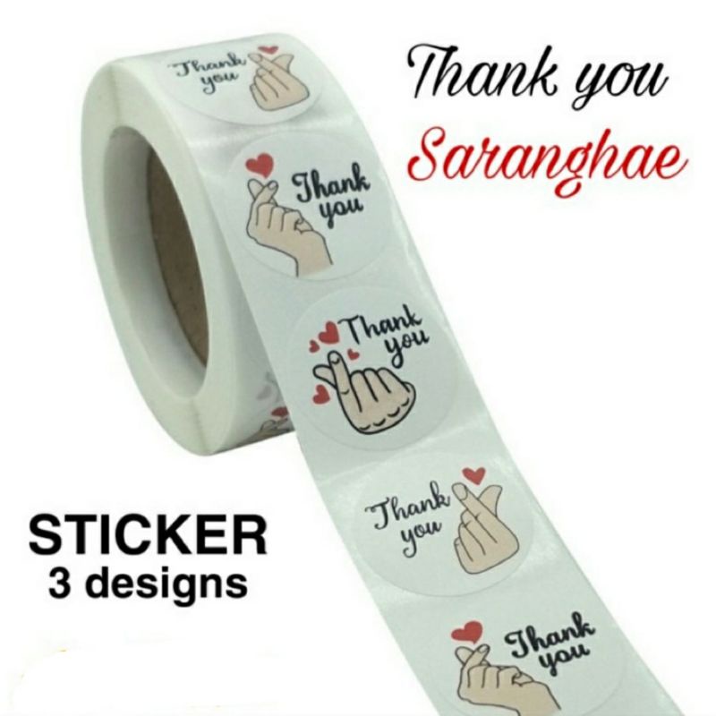 

Sticker Stiker Label Thank You l Motif Love Saranghae l Hand Sign Language Korean Luv l 2,5cm